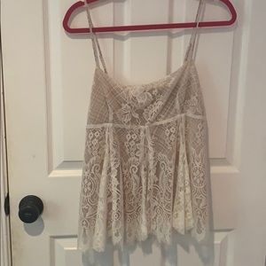 Nude lace tank top